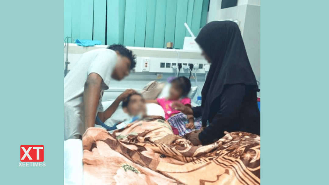 ދެކުދިންނާއި މާމަ ބަލަމުން ބަލިއެނދުގައި އޮތް ފިރިމީހާއަށް ލޯތްބާއި އަޅާލުން ދިނުމުގައި ނަމޫނާއެއް!